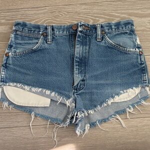 Wrangler Blue Frayed Jean Shorts